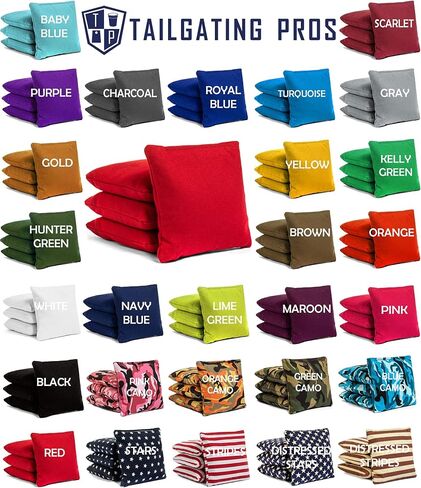 Tailgating Pros Cornhole Bags - 8 Regulation Size Corn Hole Bags with a Carrying Tote - 25+ Colors in Saudi Arabia