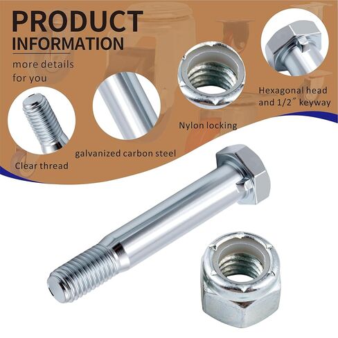 8-Set Caster Wheel Bolts and Nuts,5/16"-18x2.19 Long,Carbon Steel Galvanized, hex Head Screw with 1/2" Lock Keyway, Replacement Hardware for Handcarts, Dollies and Utility Carts. in Saudi Arabia