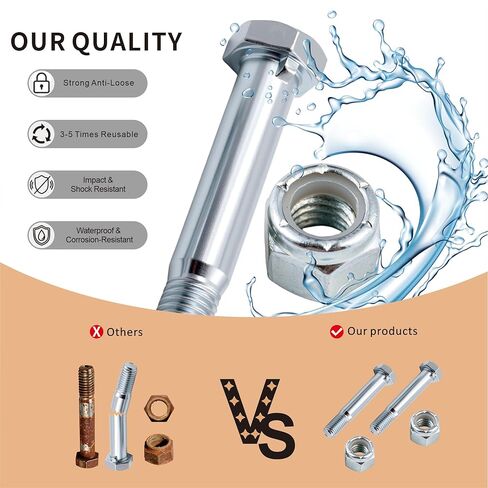 8-Set Caster Wheel Bolts and Nuts,5/16"-18x2.19 Long,Carbon Steel Galvanized, hex Head Screw with 1/2" Lock Keyway, Replacement Hardware for Handcarts, Dollies and Utility Carts. in Saudi Arabia