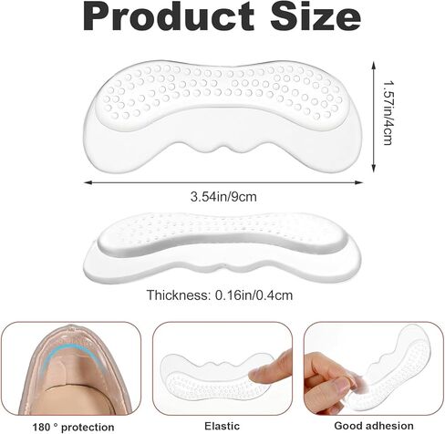 Sibba 4 Pairs Invisible Heel Protect Essential: Clear High Heel Comfort Pads Inserts, Self Adhesive Grips for Loose Shoes, Silicone Shoes Insoles for Blister Prevention & Pain Relief in Saudi Arabia