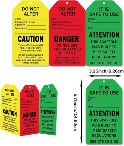 25 Set Danger Caution Attention Sign Scaffold Status Tag Do Not Alter OSHA Safety Inspection Warning Sign Tag Card for Out of Service, Equipment Repair in Saudi Arabia