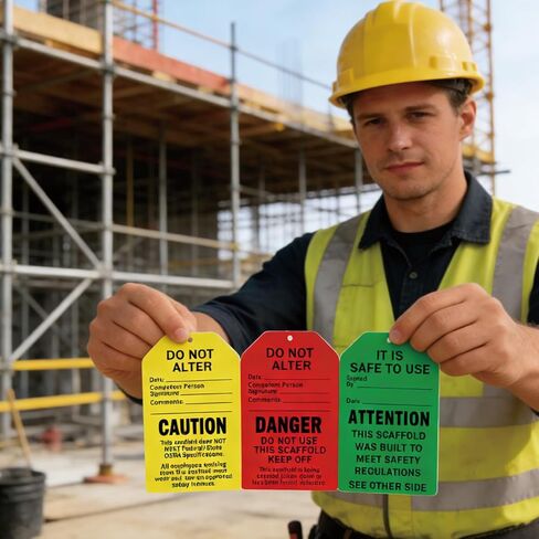25 Set Danger Caution Attention Sign Scaffold Status Tag Do Not Alter OSHA Safety Inspection Warning Sign Tag Card for Out of Service, Equipment Repair in Saudi Arabia