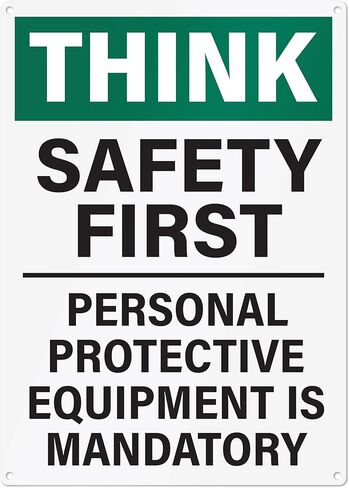 Safety First Workplace Sign | Personal Protective Equipment Required Workplace Safety Sign, 10x14 Inch Rust-free Aluminum in Saudi Arabia