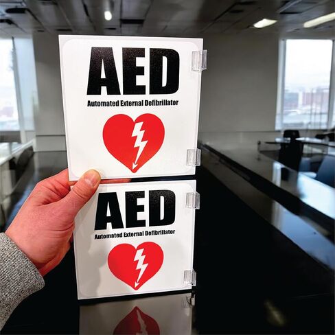 (2 حزمة) علامة درهم | لافتات موقع AED لأجهزة تنظيم ضربات القلب | AED داخل علامة الإسعافات الأولية لوضع علامات على خزانة الحائط | 6 × 6 بوصة مع التركيبات in Saudi Arabia