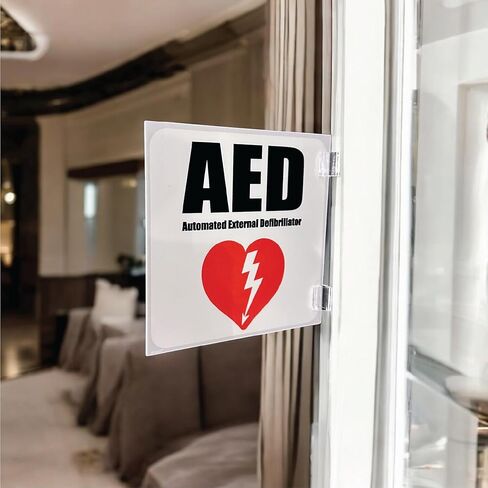 (2 حزمة) علامة درهم | لافتات موقع AED لأجهزة تنظيم ضربات القلب | AED داخل علامة الإسعافات الأولية لوضع علامات على خزانة الحائط | 6 × 6 بوصة مع التركيبات in Saudi Arabia