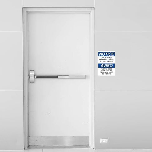 5 x Notice Door Must Remain Closed Stickers 7x5 Inches | Self-Adhesive, Waterproof, UV Laminated Vinyl Decals | NOTICE/AVISO – Door Must Remain Closed Sign | Indoor/Outdoor Use in Saudi Arabia