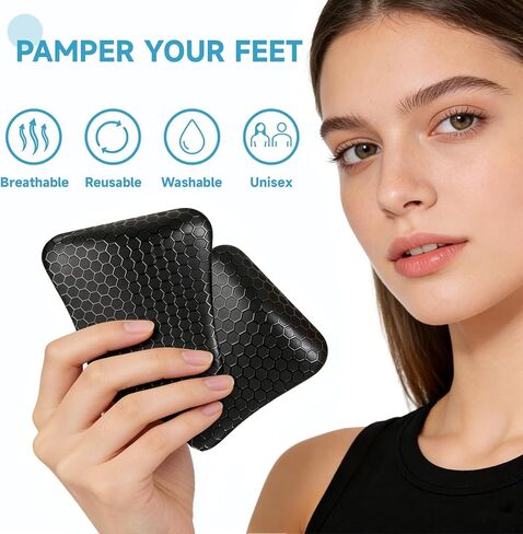 LeaOcaao Arch Support Inserts Women for Flat Feet(2 Pcs), Compact Travel-Ready Gel Arch Inserts for Plantar Fasciitis Relief with Adhesive Arch Pad - Relieve Pressure and Feet Painn (Black) in Saudi Arabia