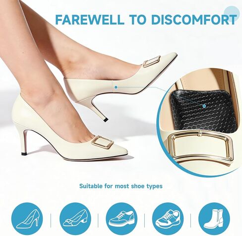 LeaOcaao Arch Support Inserts Women for Flat Feet(2 Pcs), Compact Travel-Ready Gel Arch Inserts for Plantar Fasciitis Relief with Adhesive Arch Pad - Relieve Pressure and Feet Painn (Black) in Saudi Arabia
