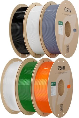 حزمة eSUN 6 كجم خيوط أساسية PETG 1.75 مم، خيوط طباعة ثلاثية الأبعاد لامعة عالية المتانة، 6 بكرات بوزن 1 كجم (2.2 رطل) خيوط طابعة ثلاثية الأبعاد PETG، حزمة ألوان عامة in Saudi Arabia