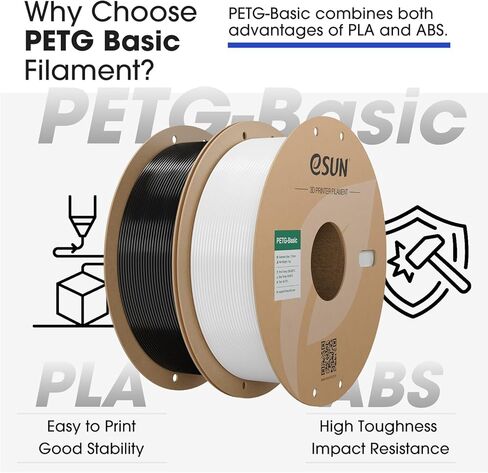حزمة eSUN 6 كجم خيوط أساسية PETG 1.75 مم، خيوط طباعة ثلاثية الأبعاد لامعة عالية المتانة، 6 بكرات بوزن 1 كجم (2.2 رطل) خيوط طابعة ثلاثية الأبعاد PETG، حزمة ألوان عامة in Saudi Arabia