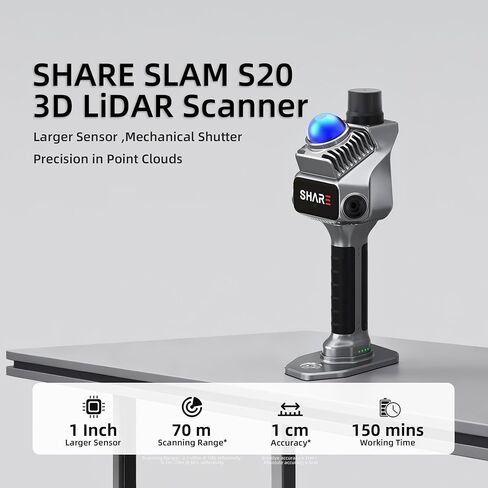 SHARE SLAM S20 3D LiDAR Scanner,Handheld Professional Surveying Design Architecture Scanning Measurement Spatial Camera Point Cloud 3DGS,Indoor and Outdoor Spaces, 1-Inch Sensor Accuracy 1cm 70m Range in Saudi Arabia