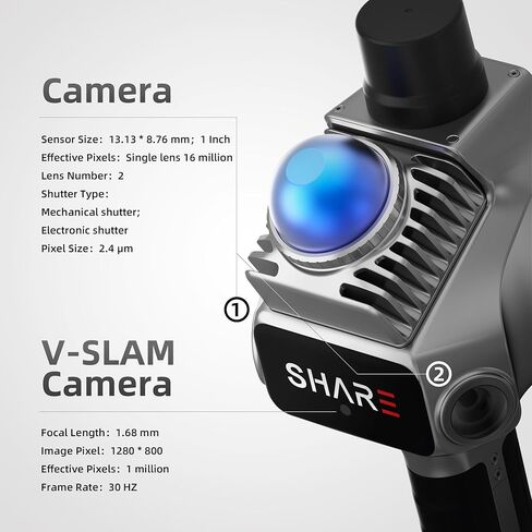 SHARE SLAM S20 3D LiDAR Scanner,Handheld Professional Surveying Design Architecture Scanning Measurement Spatial Camera Point Cloud 3DGS,Indoor and Outdoor Spaces, 1-Inch Sensor Accuracy 1cm 70m Range in Saudi Arabia