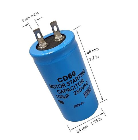CD60 مكثف بدء تشغيل المحرك 100 فائق التوهج 250VAC 100MFD 100 فائق التوهج MFD 250V AC 250 VAC 34x68mm UL مدرج in Kuwait