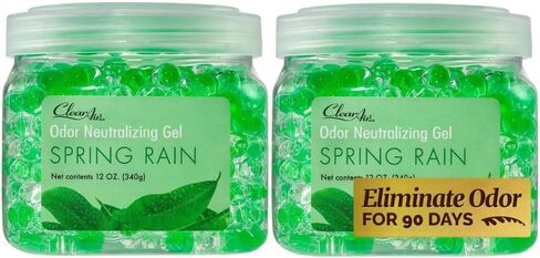 Clear Air Odor Eliminator Gel Beads - 12 oz, Pack of 2 - Air Freshener Made with Essential Oils - Eliminates Odors in Bathrooms, Cars, Boats, RVs & Pet Areas - Apple Cinnamon Scent in Kuwait