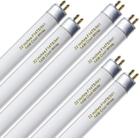 amgolibi T5 14W 4100K Fluorescent Tube, 22 Inches F14T5/841 Straight Fluorescent Bulb, F14T5/CW Fluorescent Lamp for Counter and Cabinet Fixture, Cool White 1250 Lumen G5 Base in Saudi Arabia