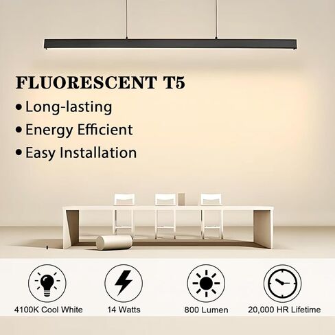 amgolibi T5 14W 4100K Fluorescent Tube, 22 Inches F14T5/841 Straight Fluorescent Bulb, F14T5/CW Fluorescent Lamp for Counter and Cabinet Fixture, Cool White 1250 Lumen G5 Base in Saudi Arabia