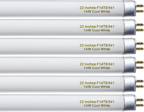 amgolibi T5 14W 4100K Fluorescent Tube, 22 Inches F14T5/841 Straight Fluorescent Bulb, F14T5/CW Fluorescent Lamp for Counter and Cabinet Fixture, Cool White 1250 Lumen G5 Base in Saudi Arabia