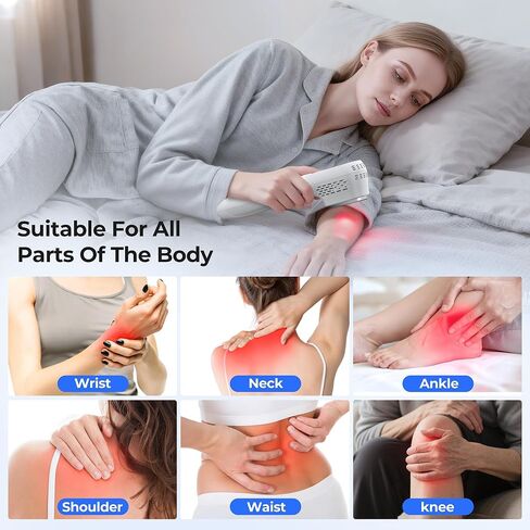 أجهزة العلاج بالضوء الأحمر المحمولة من Morfone - العلاج بالأشعة تحت الحمراء القريبة للوجه والجسم، عصا العلاج بالضوء الأحمر اللاسلكية 660 نانومتر 808 نانومتر مع نظارات للركبة والمعصم والألم المحلي والحيوانات الأليفة، محمولة، بيضاء in Kuwait