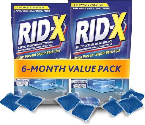 علاج نظام الصرف الصحي من Rid-X، 3 جرعات Septi-Pacs مزدوجة المفعول - 3.2 أونصة in Kuwait