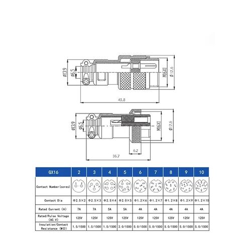 1PCS GX16 2/3/4/5/6/7/8/9/10 pin Male and Female Docking Connector(GX16-3D) in Saudi Arabia
