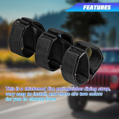 2PCS Car Roll Bar Fire Extinguisher Holder, Adjustable Vehicle Fire Extinguisher Mount Strap Brackets, Automotive Interior Safety Accessories, Universal for SUV Truck Off-Road (Black) in Saudi Arabia