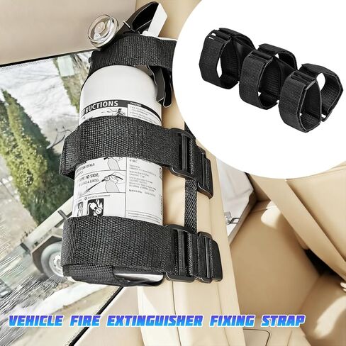 2PCS Car Roll Bar Fire Extinguisher Holder, Adjustable Vehicle Fire Extinguisher Mount Strap Brackets, Automotive Interior Safety Accessories, Universal for SUV Truck Off-Road (Black) in Saudi Arabia