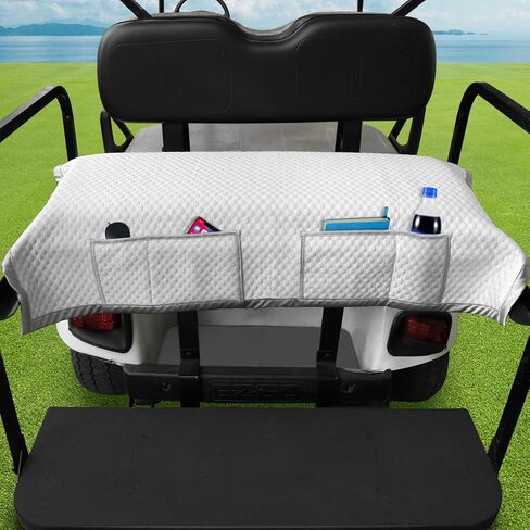 بطانية المقعد الخلفي لعربة الجولف لـ EZGO، Club Car، Yamaha، مواد ذات جودة محسنة، 43.7 بوصة × 29.1 بوصة، سهلة التركيب والتنظيف، 4 جيوب مريحة، أغطية المقعد الخلفي لعربة الجولف رمادية، مزدوجة غير قابلة للانزلاق in Kuwait