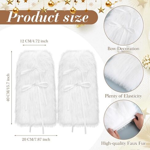 Women's Fuzzy Leg Warmers With Ribbon Bow knot Winter Y2k Soft Furry Sleeve Socks Boot Cuffs Covers For Party in Saudi Arabia
