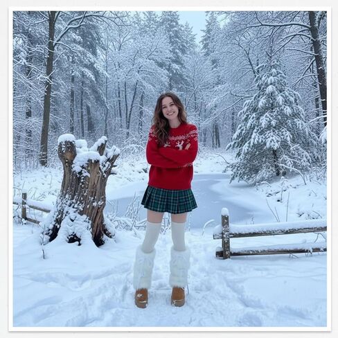 Women's Fuzzy Leg Warmers With Ribbon Bow knot Winter Y2k Soft Furry Sleeve Socks Boot Cuffs Covers For Party in Saudi Arabia