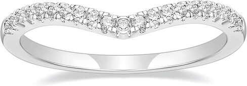 TIGRADE Cubic Zirconia Eternity Band V Shape CZ Stacking Engagement Ring for Women Size 3-12.5 in Saudi Arabia