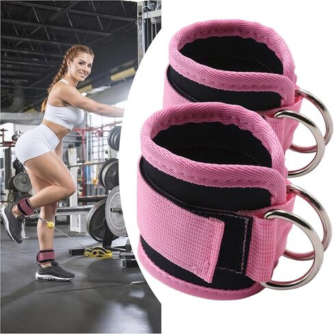 Slim Ankle Strap for Cable Machine,Ankle Cuff for Kickbacks, Booty Hip Abductors,Glute Workouts, Leg Extensions, Curls for Men and Women, Adjustable with Double D-Rings 1 Pair in Saudi Arabia