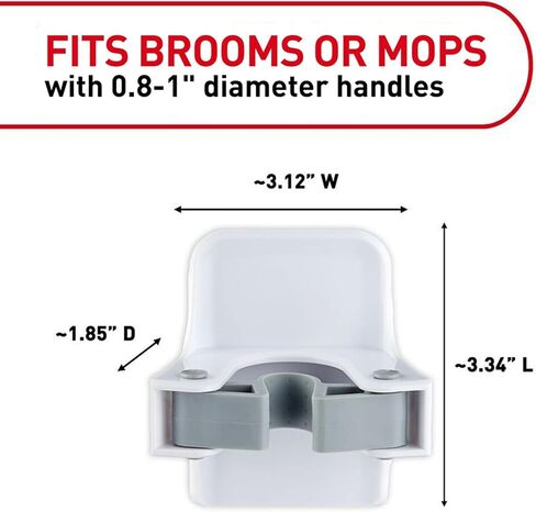 Command Broom and Mop Grippers Wall Hook, Damage Free Hanging Wall Mount Broom and Mop Holder, No Tools Household Cleaning Organizer for Living Spaces, 1 Hanger and 2 Command Strips in Saudi Arabia