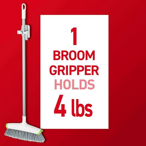 Command Broom and Mop Grippers Wall Hook, Damage Free Hanging Wall Mount Broom and Mop Holder, No Tools Household Cleaning Organizer for Living Spaces, 1 Hanger and 2 Command Strips in Saudi Arabia