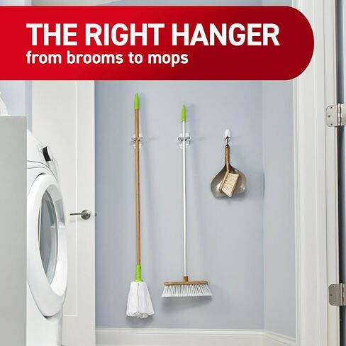 Command Broom and Mop Grippers Wall Hook, Damage Free Hanging Wall Mount Broom and Mop Holder, No Tools Household Cleaning Organizer for Living Spaces, 1 Hanger and 2 Command Strips in Saudi Arabia