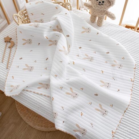 Cotton Baby Blanket Warm Toddler Quilt Lightweight Baby Bedding for Girls and Boys (Rabbit, 85x85CM) in Saudi Arabia