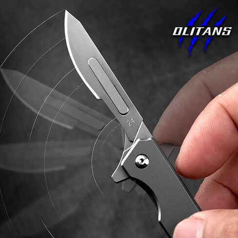 OLITANS T010 مشرط قابل للطي من سبائك التيتانيوم EDC سكين جيب للتفريغ في الهواء الطلق مع 10 قطعة #24 شفرات قابلة للاستبدال in Saudi Arabia