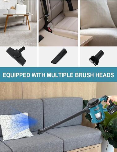 مكنسة Heimerdinger 85kPa اللاسلكية المتوافقة مع بطارية Makita 18V LXT - مكنسة كهربائية محمولة عالية الشفط بقدرة 500 واط لمواقع العمل وورش العمل والسيارات - كوب غبار سعة 1.0 لتر، وفلتر HEPA قابل للغسل (البطارية غير متضمنة) in Kuwait