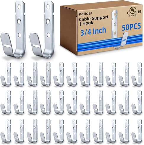 Cable Support J Hook, 3/4-Inch Cable Hooks for Hanging, Galvanized Steel Wall Mount J-Hook for Structured Cabling and Cable Management (100 Pack) in Saudi Arabia