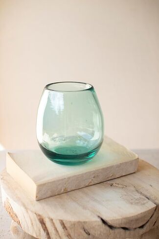 Kalalou Clear Stemless Wine Glass, One Size, Green in Saudi Arabia