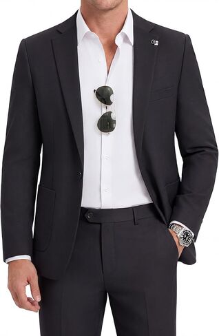 WULFUL Men's 2 Piece Slim Fit Suit Set One Button Blazer Jacket Pants Set in Saudi Arabia