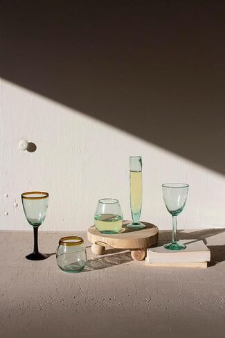 Kalalou Clear Stemless Wine Glass, One Size, Green in Saudi Arabia