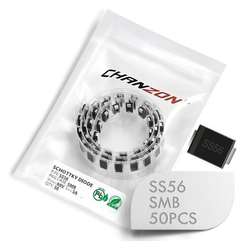 (عبوة من 50 قطعة) صمامات ثنائية مقوم حاجز شوتكي SMD من Chanzon SS56 5A 60V SMB (DO-214AA) 5 أمبير 60 فولت in Saudi Arabia