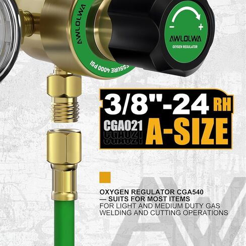 مجموعة منظم الأكسجين الأسيتيلين، وصلة مدخل CGA540 وCGA200 3/8-24 (النوع "A") وصلة مخرج in Kuwait