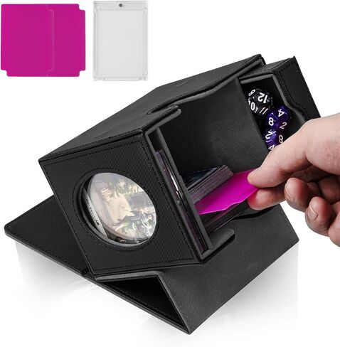 Commander Deck Box for MTG Sports Trading Cards,Large Capacity Card Carrying Cases with 35PT Magnetic Card Holder & Dice Tray & 2 Dividers，Fits 100 Double-Sleeved Cards (Black& Grey) in Saudi Arabia