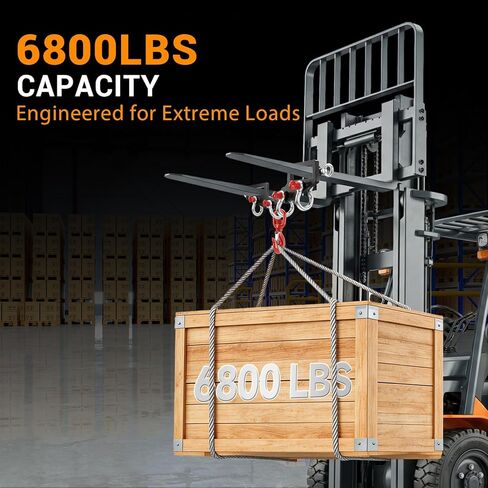 Professional Forklift Lifting Attachment - 6600 lbs Capacity Heavy Duty Steel with Screw Lock Fastener & 360° Swivel Safety Hook, Dual Fork Mobile Crane Conversion Kit for Industrial Use in Saudi Arabia