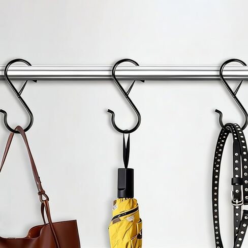 5 PCS S Hooks, Rustproof S-Shaped Hook with Safety Buckle Heavy Duty Metal S Hanging Hook for Clothes, Pots, Pans, Kitchen Utensil, Cubicle, Closet Rob, Bags (3.5 inch, Black) in Saudi Arabia