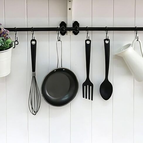 5 PCS S Hooks, Rustproof S-Shaped Hook with Safety Buckle Heavy Duty Metal S Hanging Hook for Clothes, Pots, Pans, Kitchen Utensil, Cubicle, Closet Rob, Bags (3.5 inch, Black) in Saudi Arabia