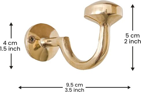 Handcrafted Unlacquered Brass Wall Hooks – Set of 2 - Solid Brass Coat & Towel Hooks - Vintage Wall Hangers for Bathroom, Kitchen, or Entryway in Saudi Arabia