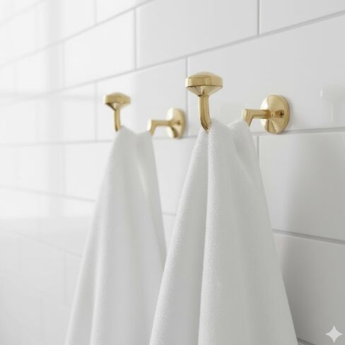 Handcrafted Unlacquered Brass Wall Hooks – Set of 2 - Solid Brass Coat & Towel Hooks - Vintage Wall Hangers for Bathroom, Kitchen, or Entryway in Saudi Arabia