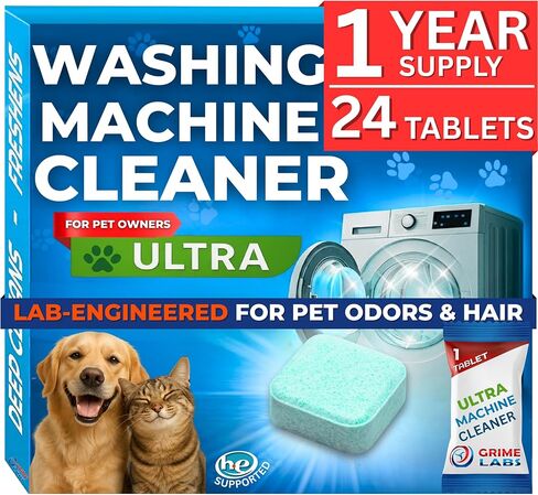 GRIME LABS Washing Machine Cleaner Tablets - Penetrating Deep Clean Washer Cleaner Tablets For Front Loader And Top Load HE - Active Oxygen Formula Tub Descaler Deodorizer in Saudi Arabia